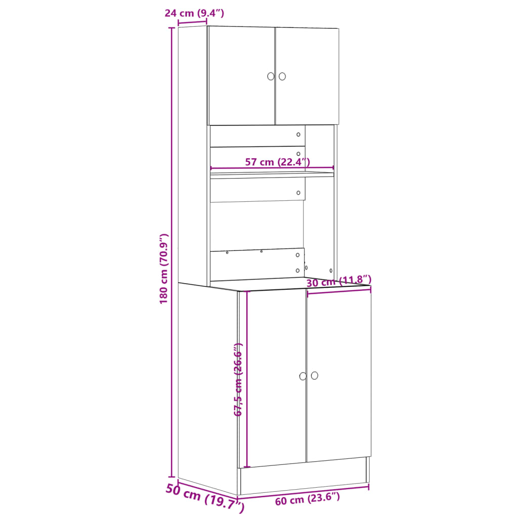 Mobile da Cucina Rovere Fumo 60x50x180 cm in Legno Multistrato - homemem39