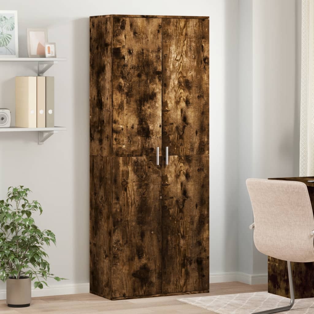 Credenza Rovere Fumo 70x35x180 cm in Legno Multistrato | homemem39