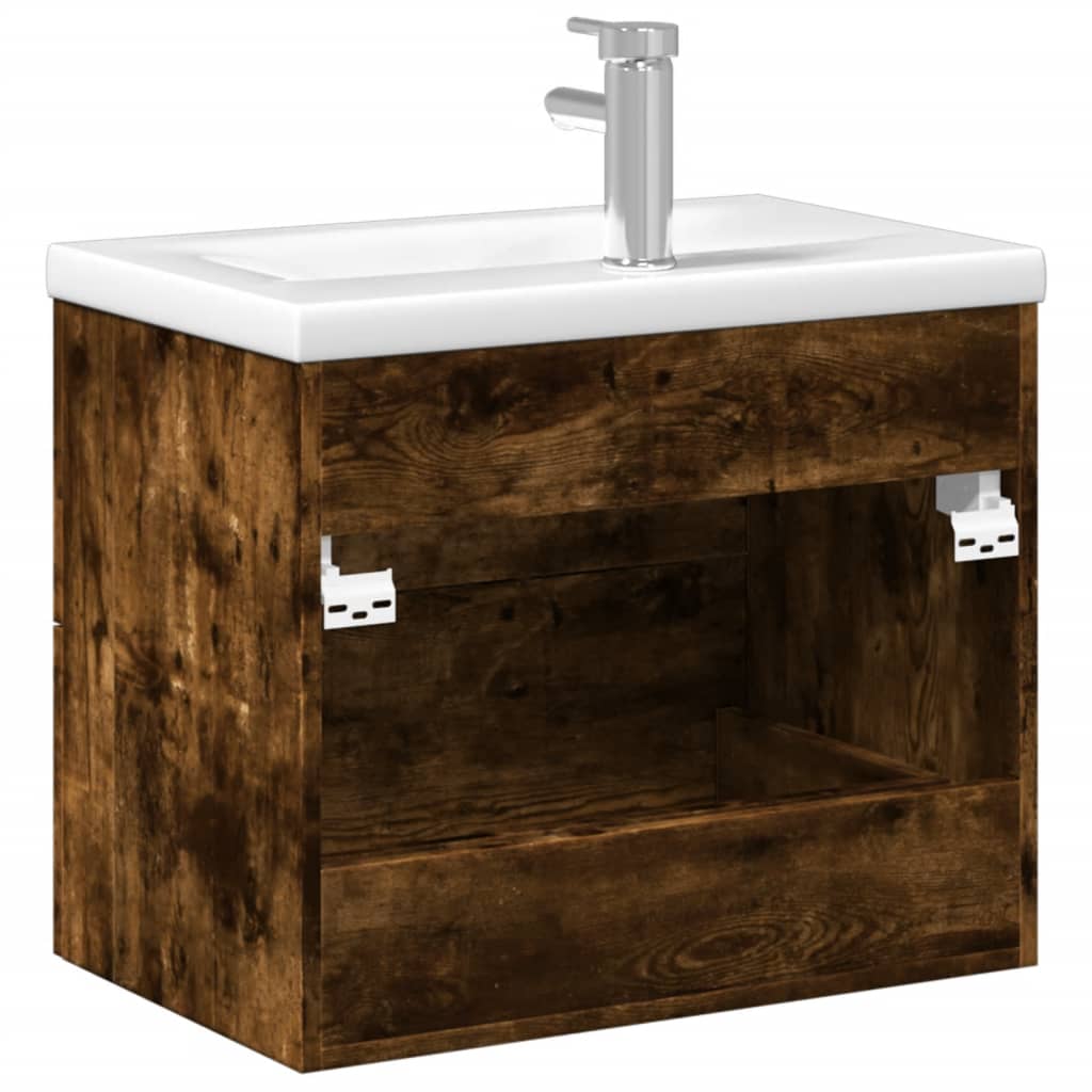 Mobile da Bagno con Lavabo Integrato Rovere Fumo | homemem39