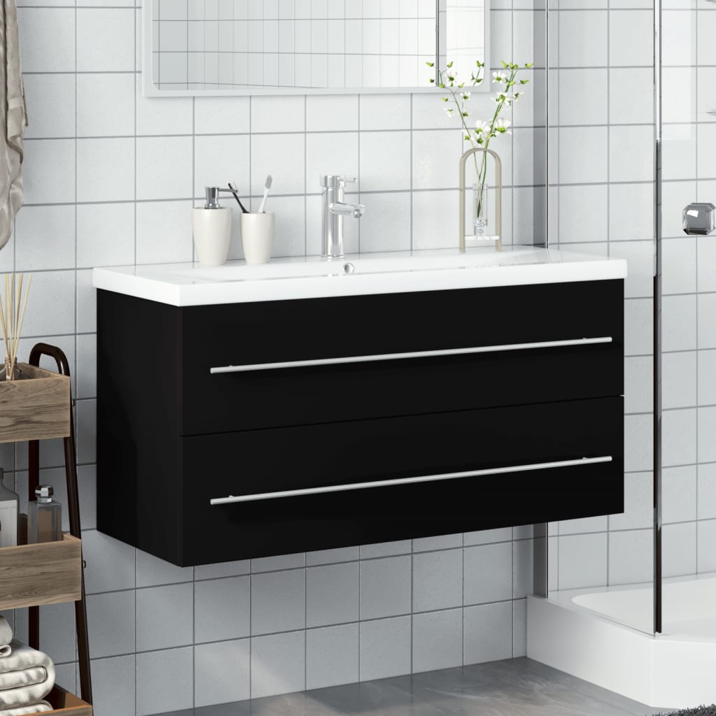 Mobile da Bagno con Lavabo Integrato Nero | homemem39