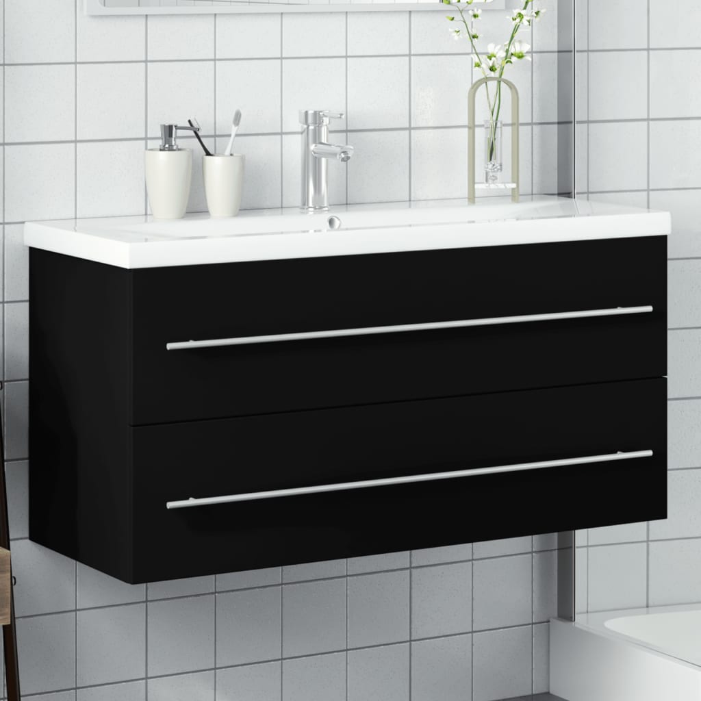 Mobile da Bagno con Lavabo Integrato Nero | homemem39