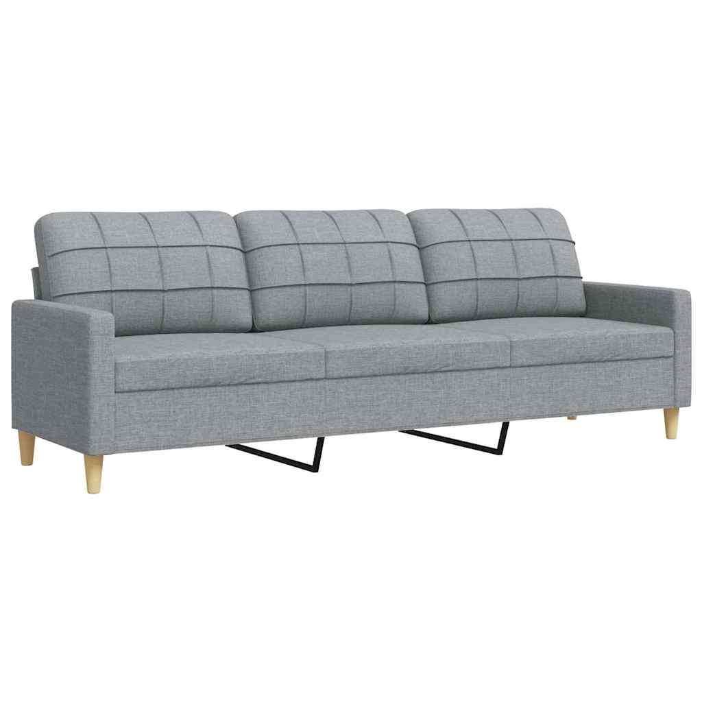 Divano a 3 Posti Grigio Chiaro 210 cm in Tessuto | homemem39