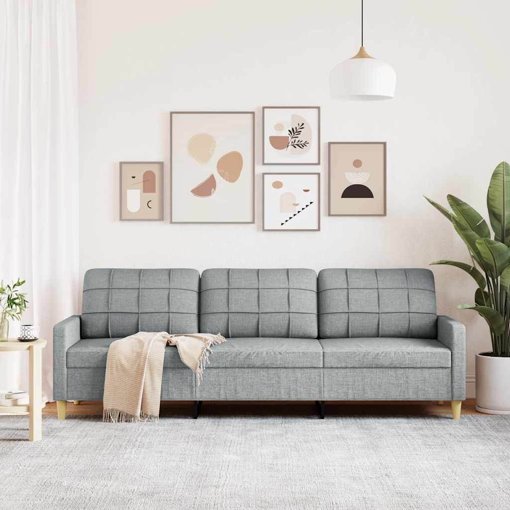 Divano a 3 Posti Grigio Chiaro 210 cm in Tessuto | homemem39