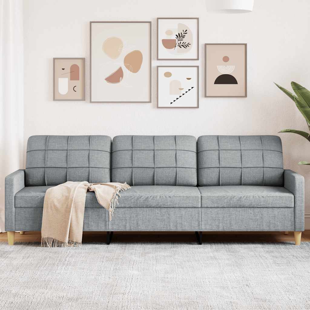 Divano a 3 Posti Grigio Chiaro 210 cm in Tessuto | homemem39