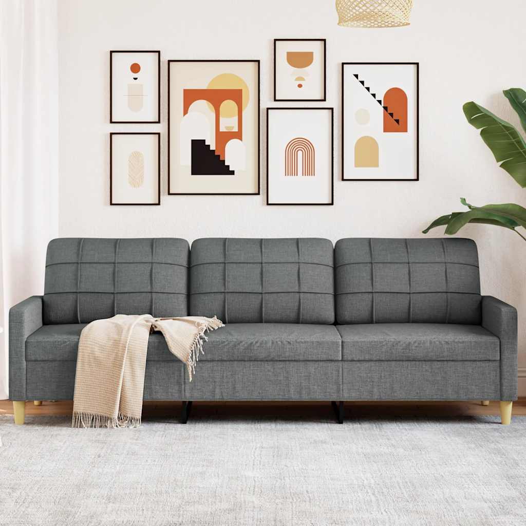 Divano a 3 Posti Grigio Scuro 210 cm in Tessuto | homemem39