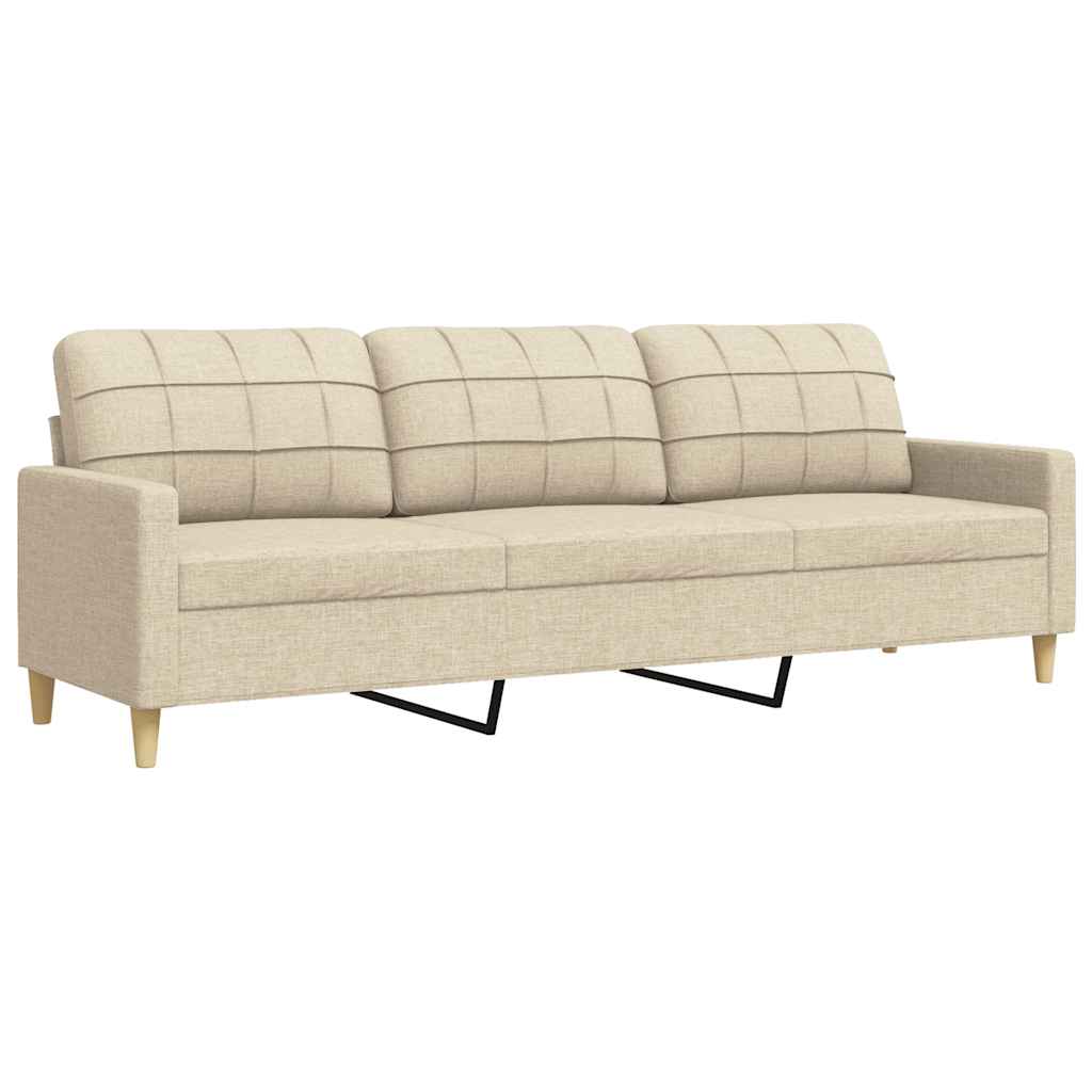 Divano a 3 Posti Crema 210 cm in Tessuto | homemem39