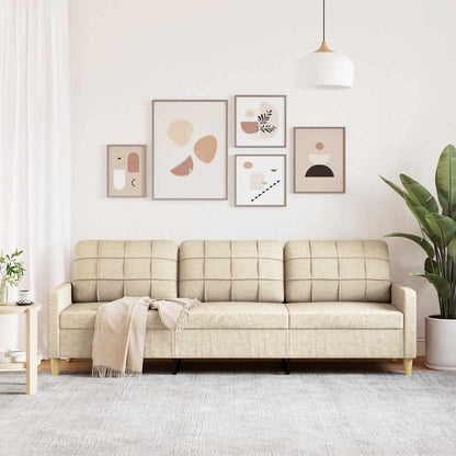 Divano a 3 Posti Crema 210 cm in Tessuto | homemem39