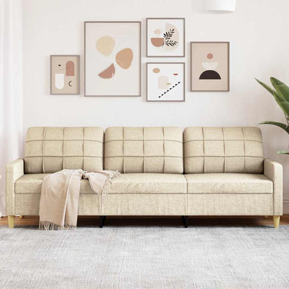 Divano a 3 Posti Crema 210 cm in Tessuto | homemem39