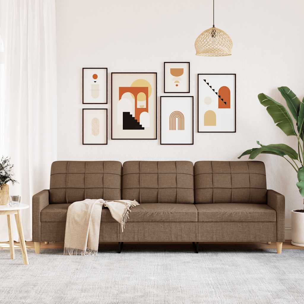 Divano a 3 Posti Marrone 210 cm in Tessuto | homemem39