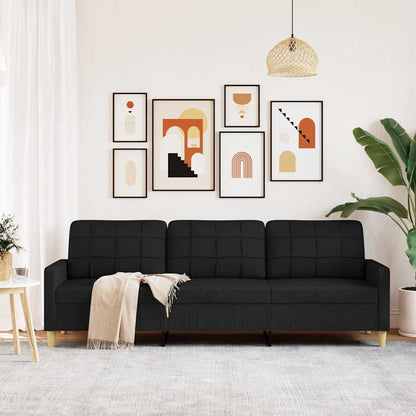Divano a 3 Posti Nero 210 cm in Tessuto | homemem39