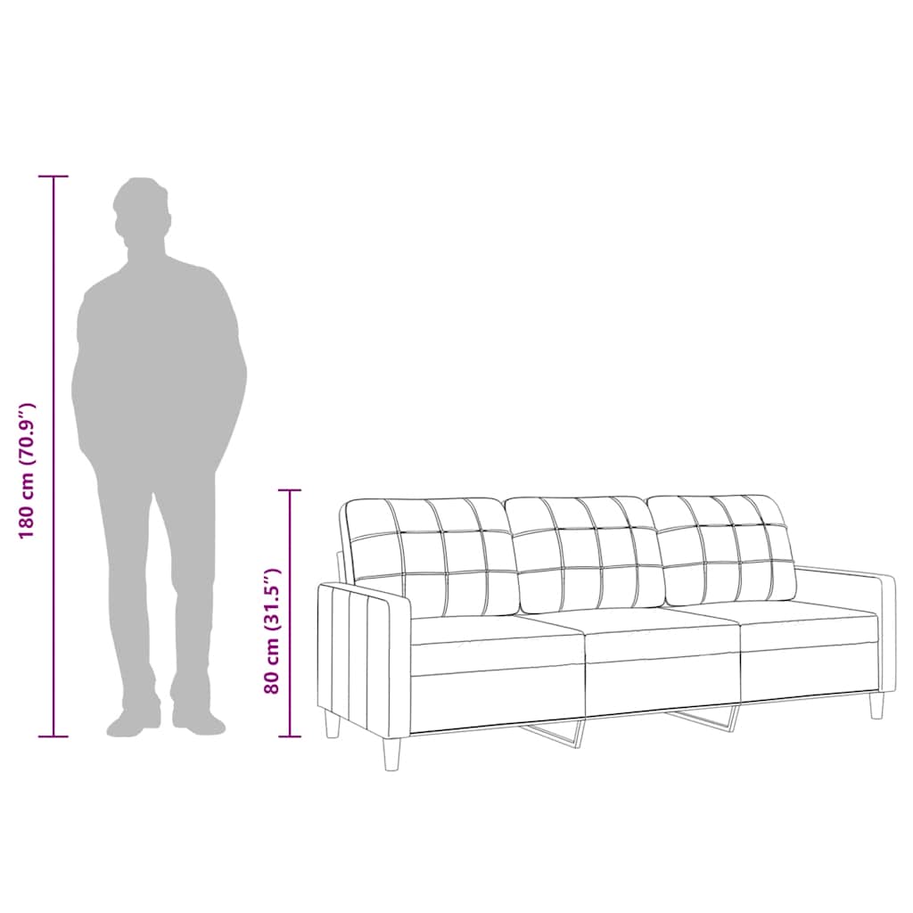 Divano a 3 Posti Nero 210 cm in Tessuto | homemem39