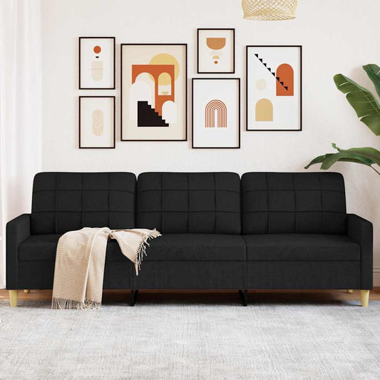 Divano a 3 Posti Nero 210 cm in Tessuto | homemem39