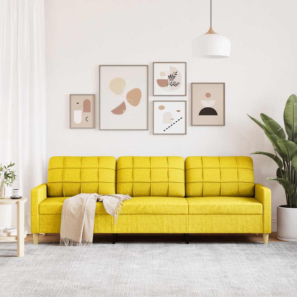 Divano a 3 Posti Giallo 210 cm in Tessuto | homemem39
