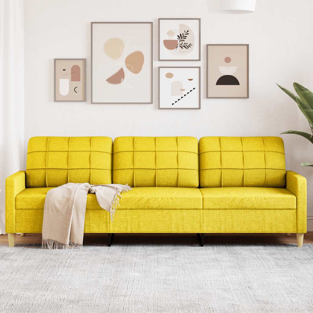 Divano a 3 Posti Giallo 210 cm in Tessuto | homemem39