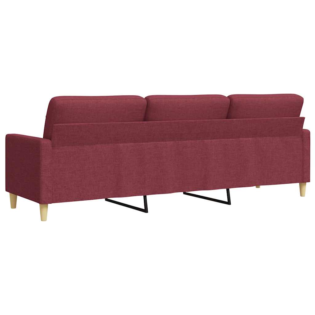 Divano a 3 Posti Rosso Vino 210 cm in Tessuto | homemem39