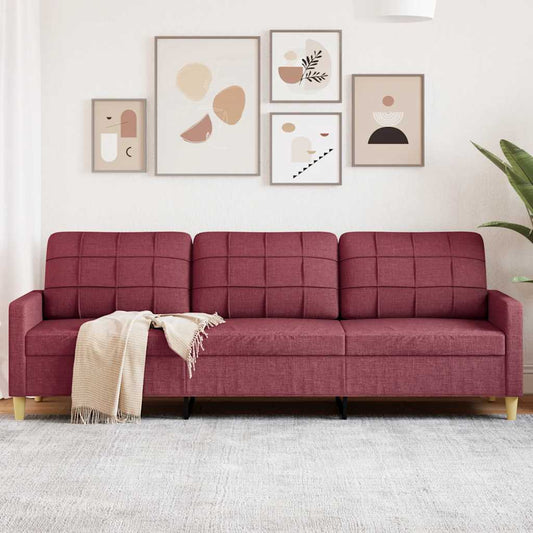Divano a 3 Posti Rosso Vino 210 cm in Tessuto | homemem39