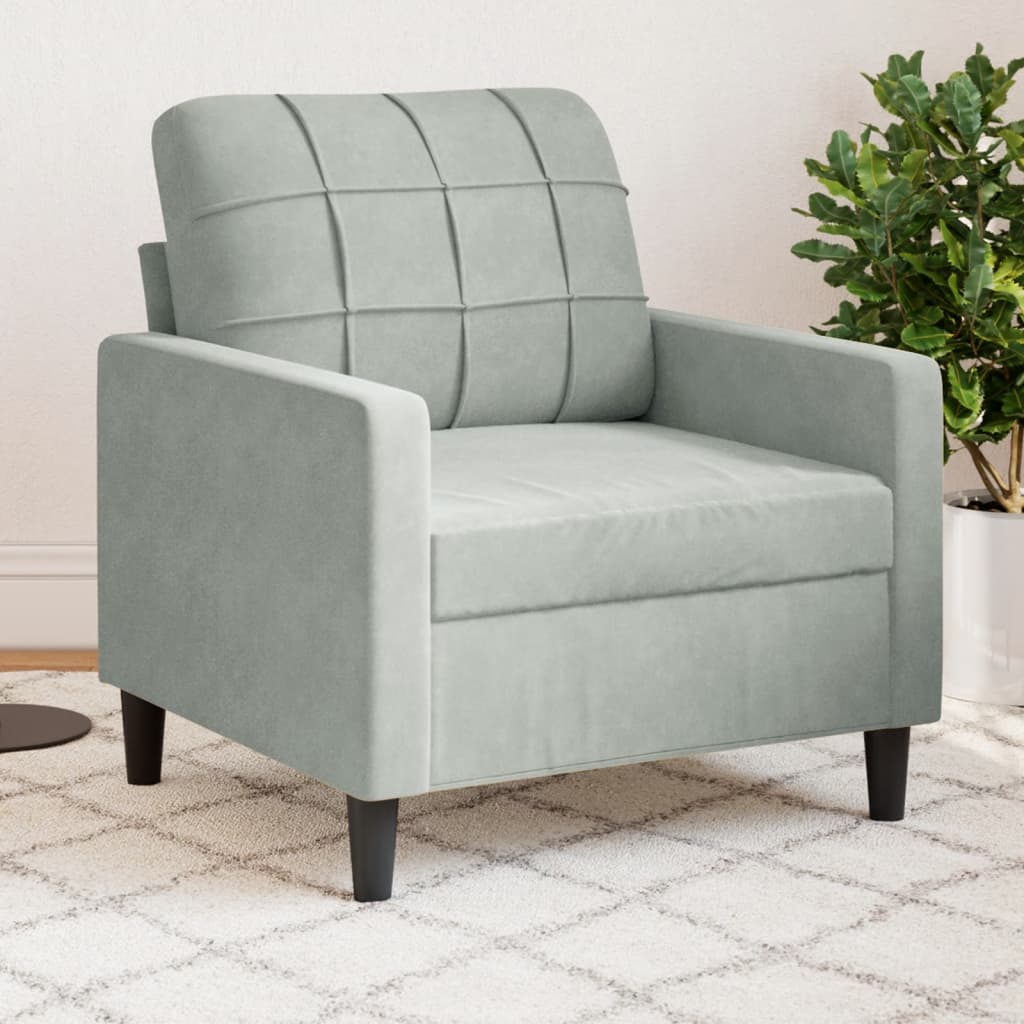 Poltrona Grigio Chiaro 60 cm Velluto | homemem39