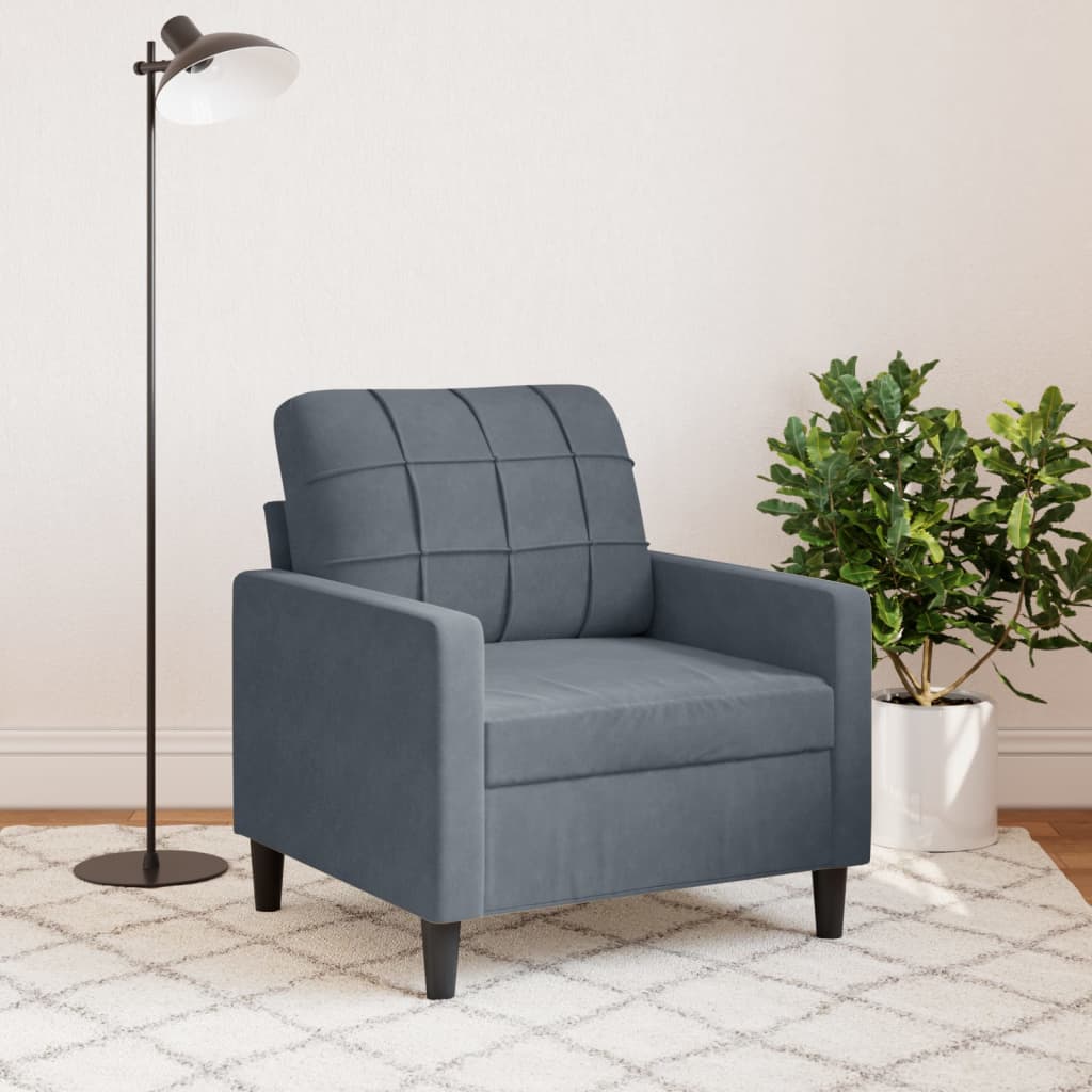 Poltrona Grigio Scuro 60 cm Velluto | homemem39