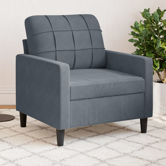 Poltrona Grigio Scuro 60 cm Velluto | homemem39