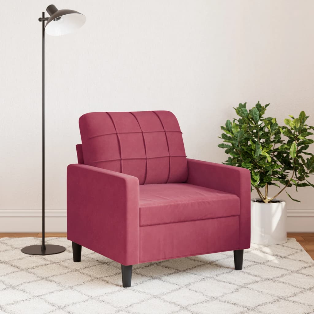Poltrona Rosso Vino 60 cm Velluto - homemem39