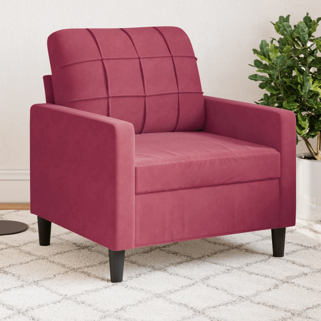 Poltrona Rosso Vino 60 cm Velluto - homemem39