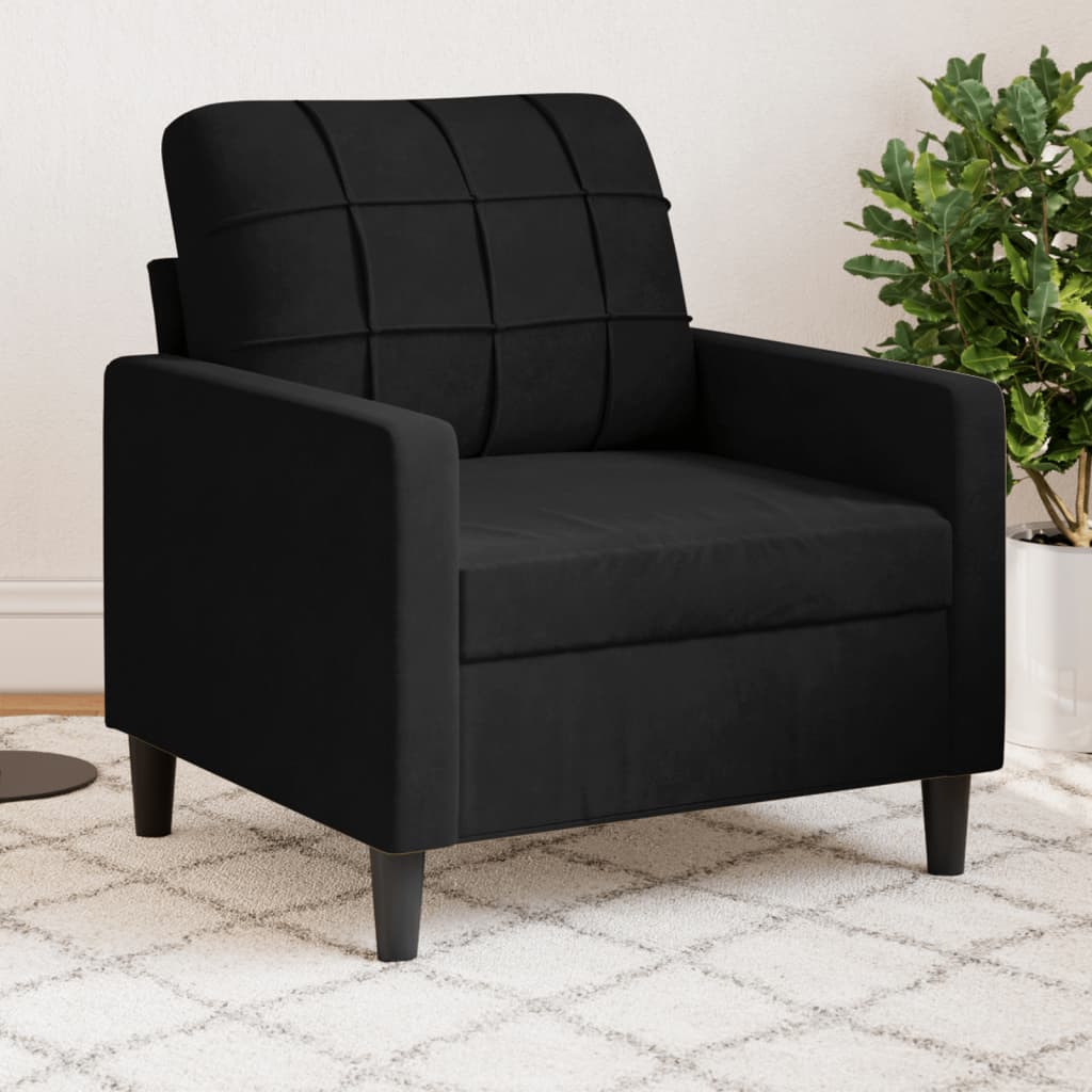 Poltrona Nero 60 cm Velluto | homemem39