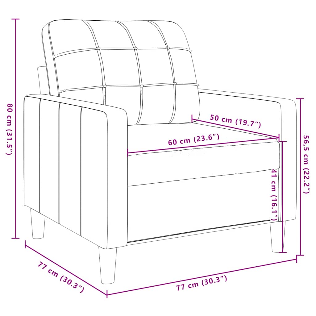 Poltrona Giallo 60 cm Velluto