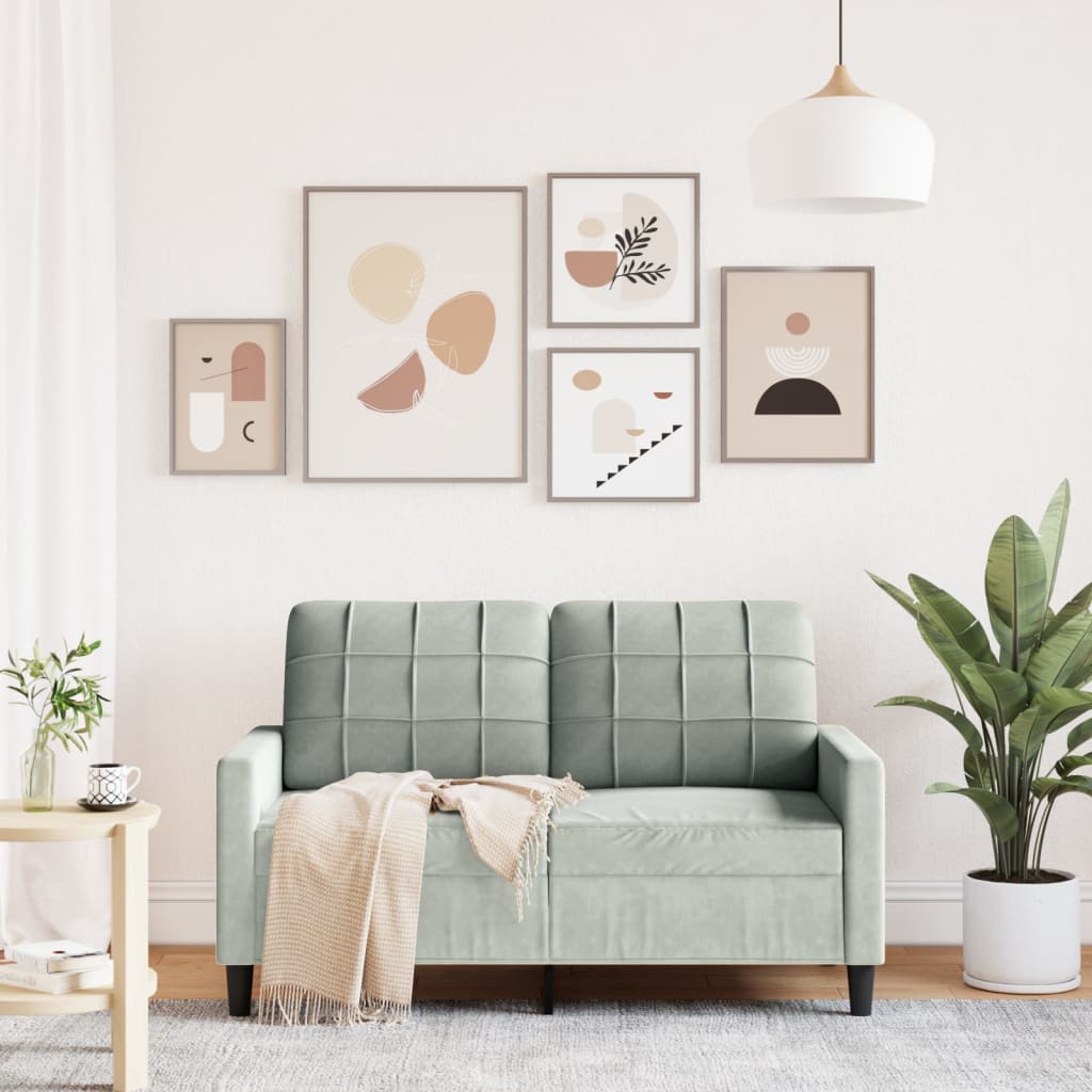 Divano a 2 Posti Grigio Chiaro 120 cm in Velluto - homemem39