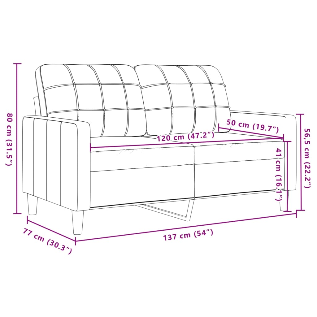 Divano a 2 Posti Grigio Chiaro 120 cm in Velluto | homemem39