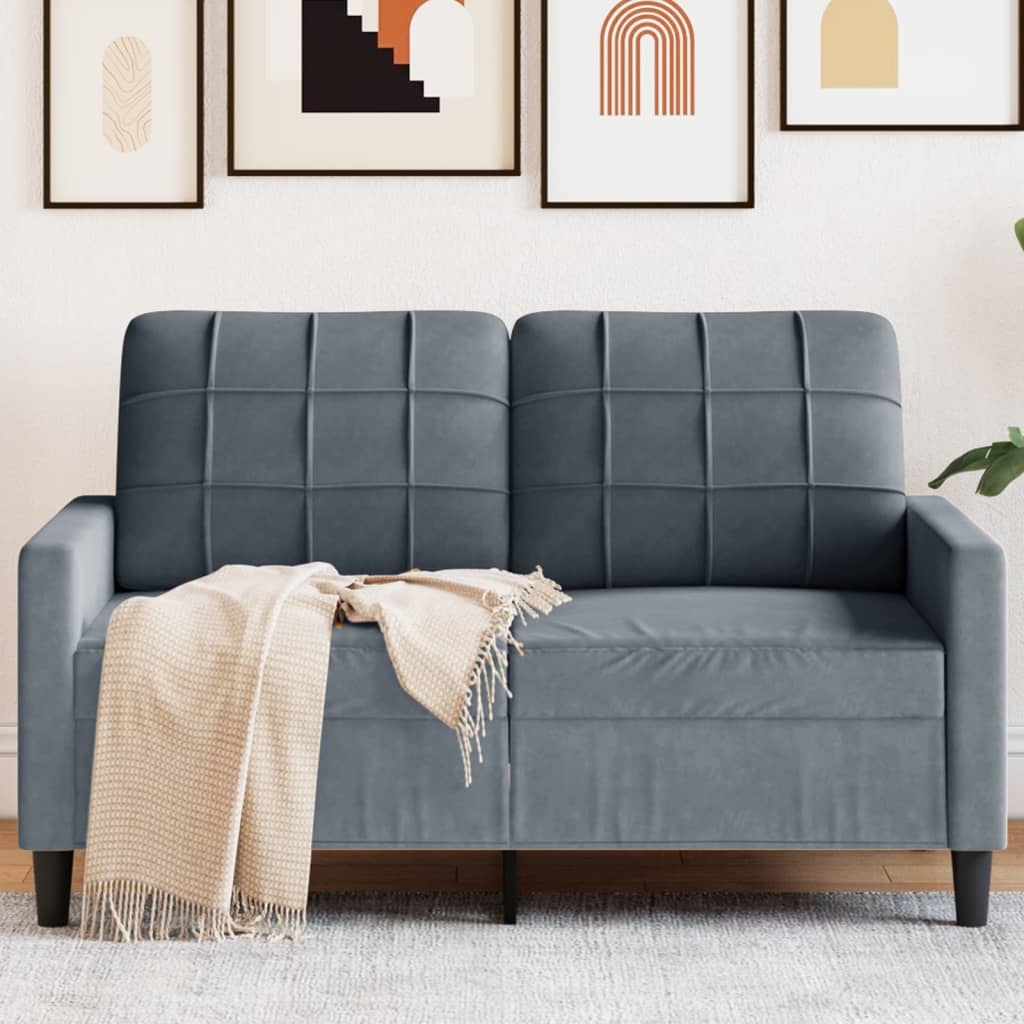 Divano a 2 Posti grigio scuro 120 cm in Velluto | homemem39