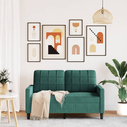 Divano a 2 Posti Verde Scuro 120 cm in Velluto - homemem39