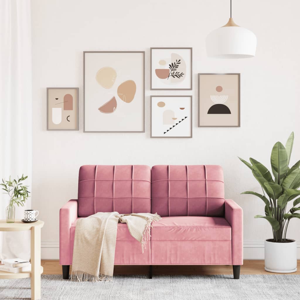Divano a 2 Posti Rosa 120 cm in Velluto | homemem39