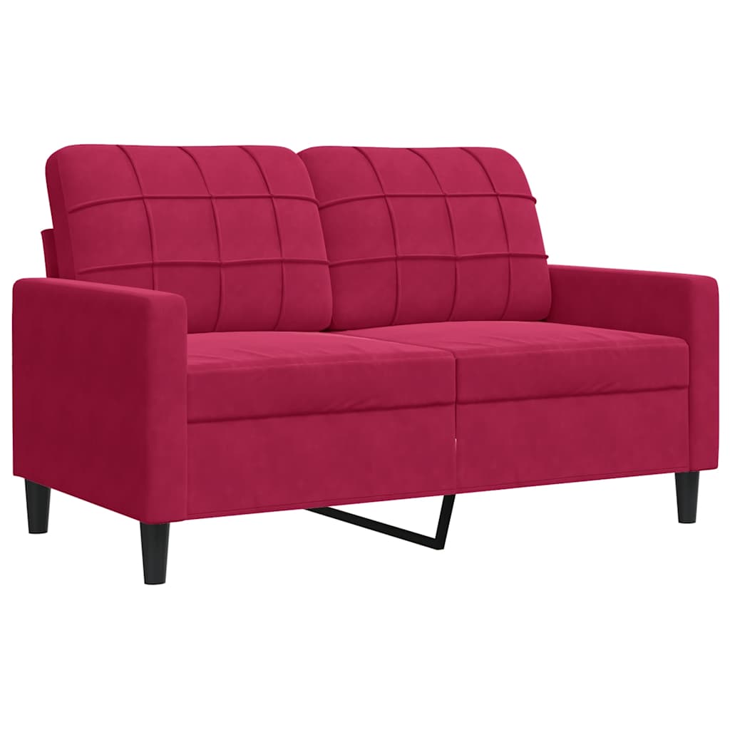 Divano a 2 Posti Rosso Vino 120 cm in Velluto | homemem39