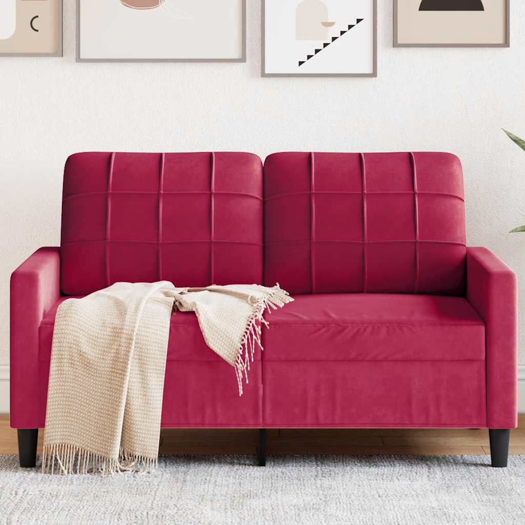 Divano a 2 Posti Rosso Vino 120 cm in Velluto | homemem39