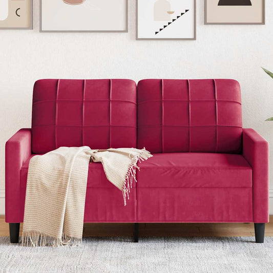 Divano a 2 Posti Rosso Vino 120 cm in Velluto | homemem39