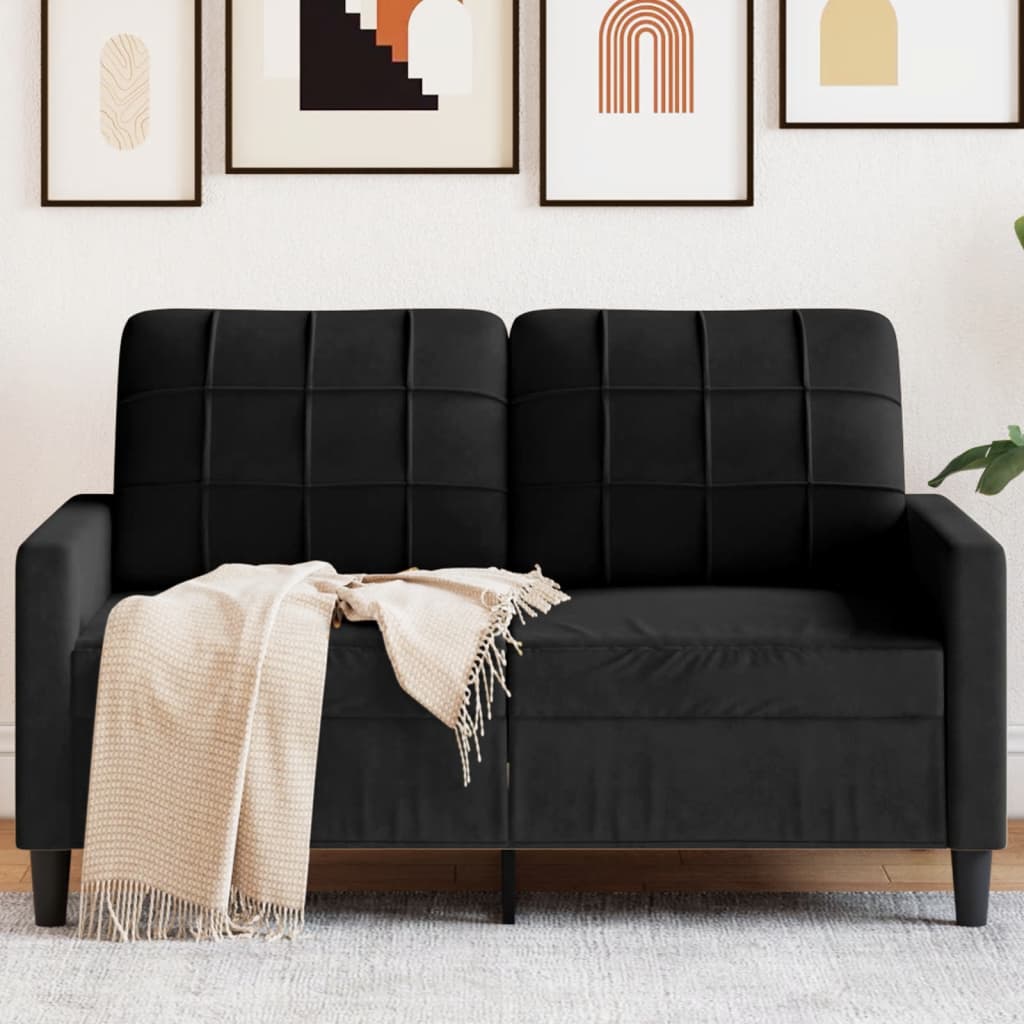 Divano a 2 Posti Nero 120 cm in Velluto | homemem39