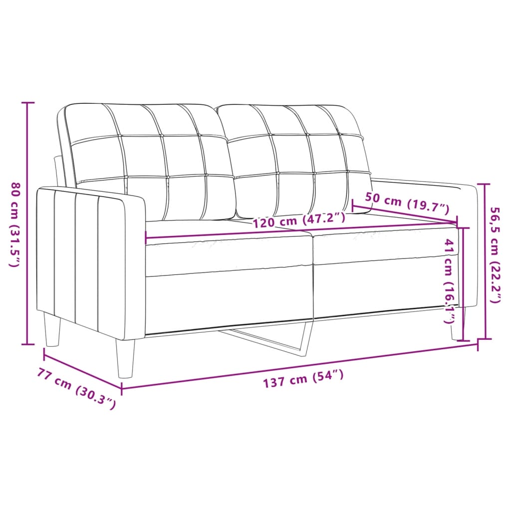 Divano a 2 Posti marrone 120 cm in Velluto - homemem39