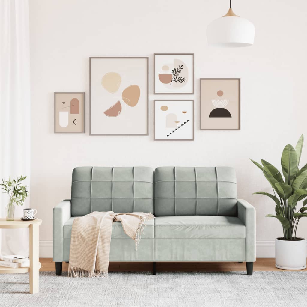 Divano a 2 Posti Grigio Chiaro 140 cm in Velluto - homemem39