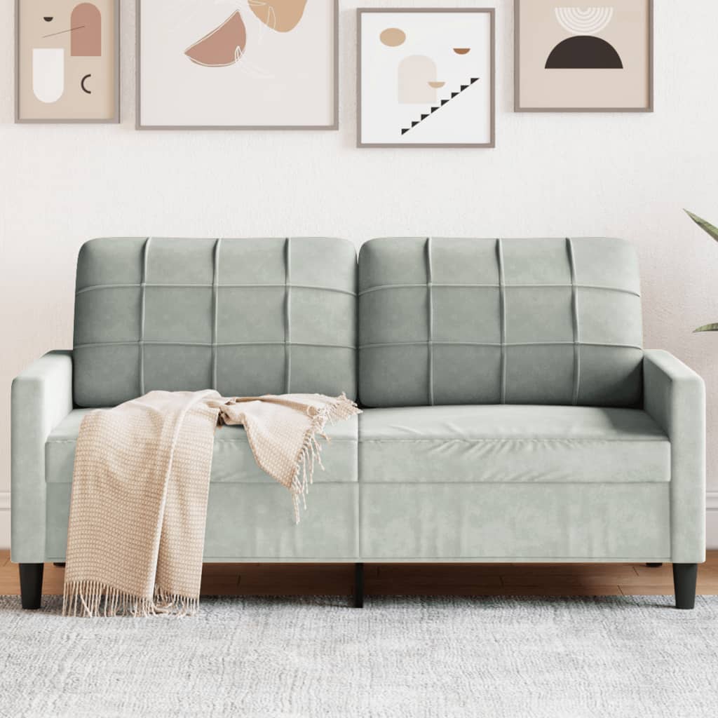 Divano a 2 Posti Grigio Chiaro 140 cm in Velluto | homemem39
