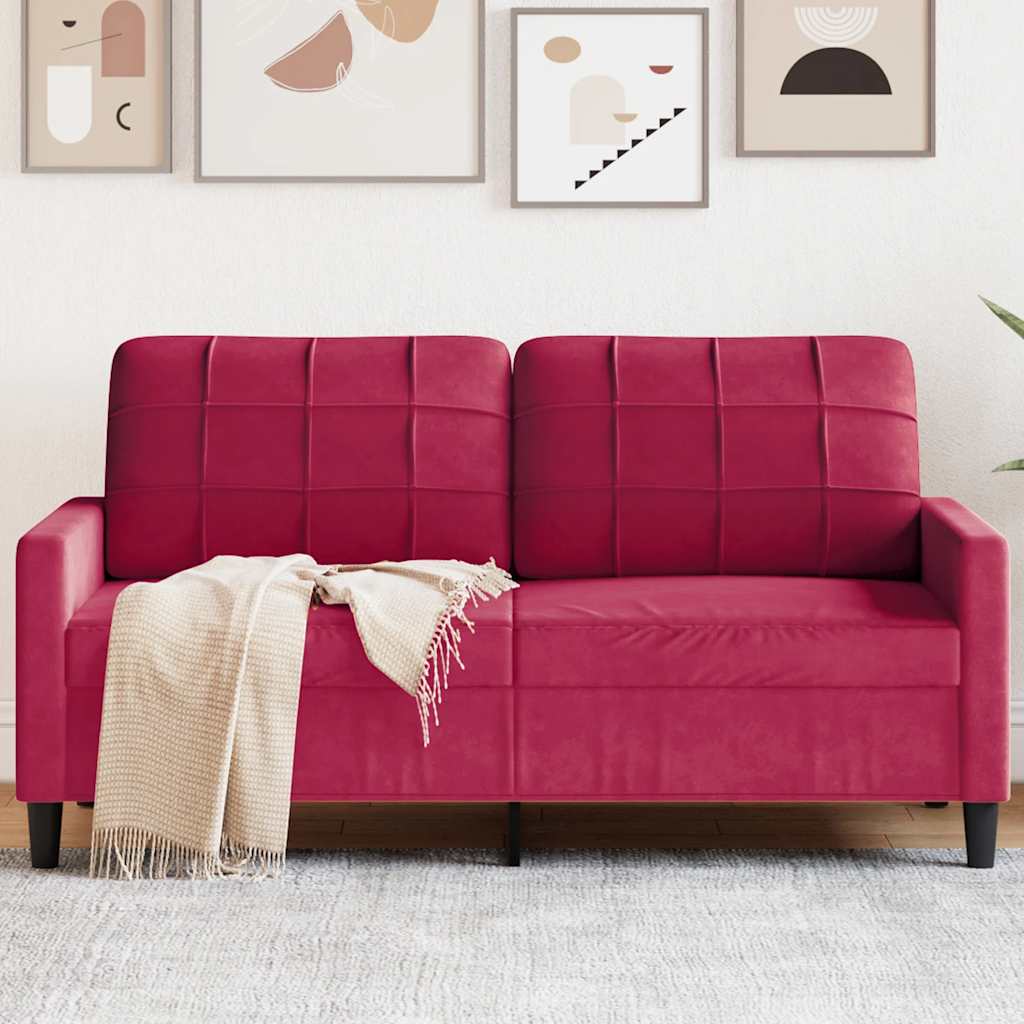 Divano a 2 Posti Rosso Vino 140 cm in Velluto | homemem39