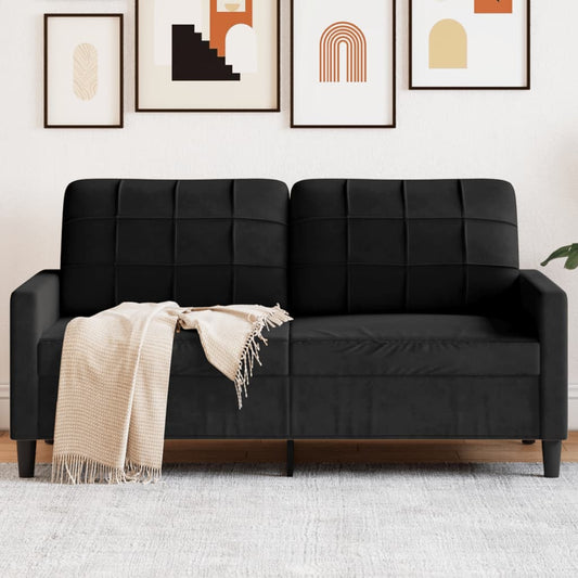 Divano a 2 Posti Nero 140 cm in Velluto | homemem39