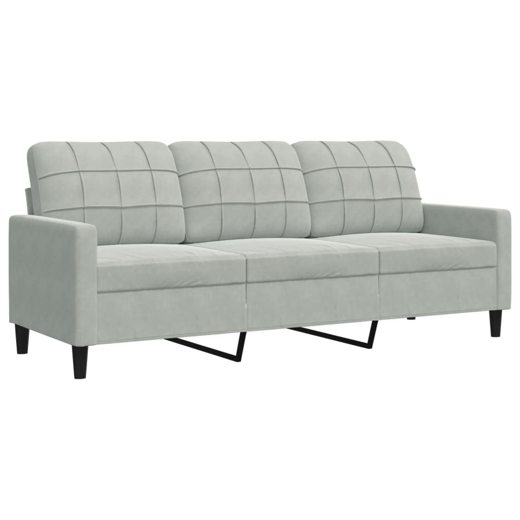 Divano a 3 Posti Grigio Chiaro 180 cm in Velluto | homemem39