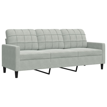 Divano a 3 Posti Grigio Chiaro 180 cm in Velluto | homemem39