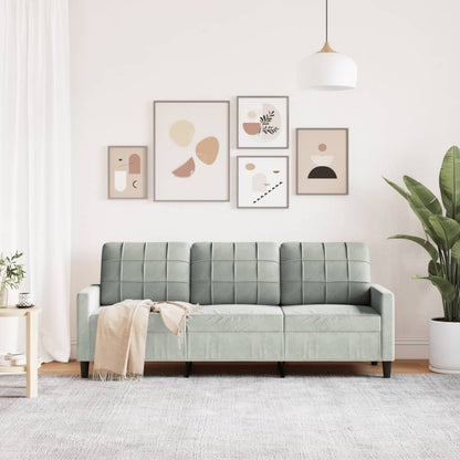 Divano a 3 Posti Grigio Chiaro 180 cm in Velluto | homemem39