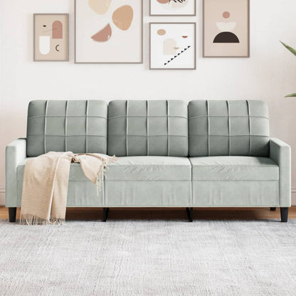 Divano a 3 Posti Grigio Chiaro 180 cm in Velluto | homemem39