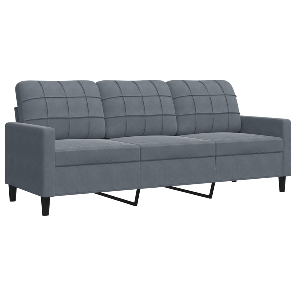 Divano a 3 Posti Grigio Scuro 180 cm in Velluto | homemem39