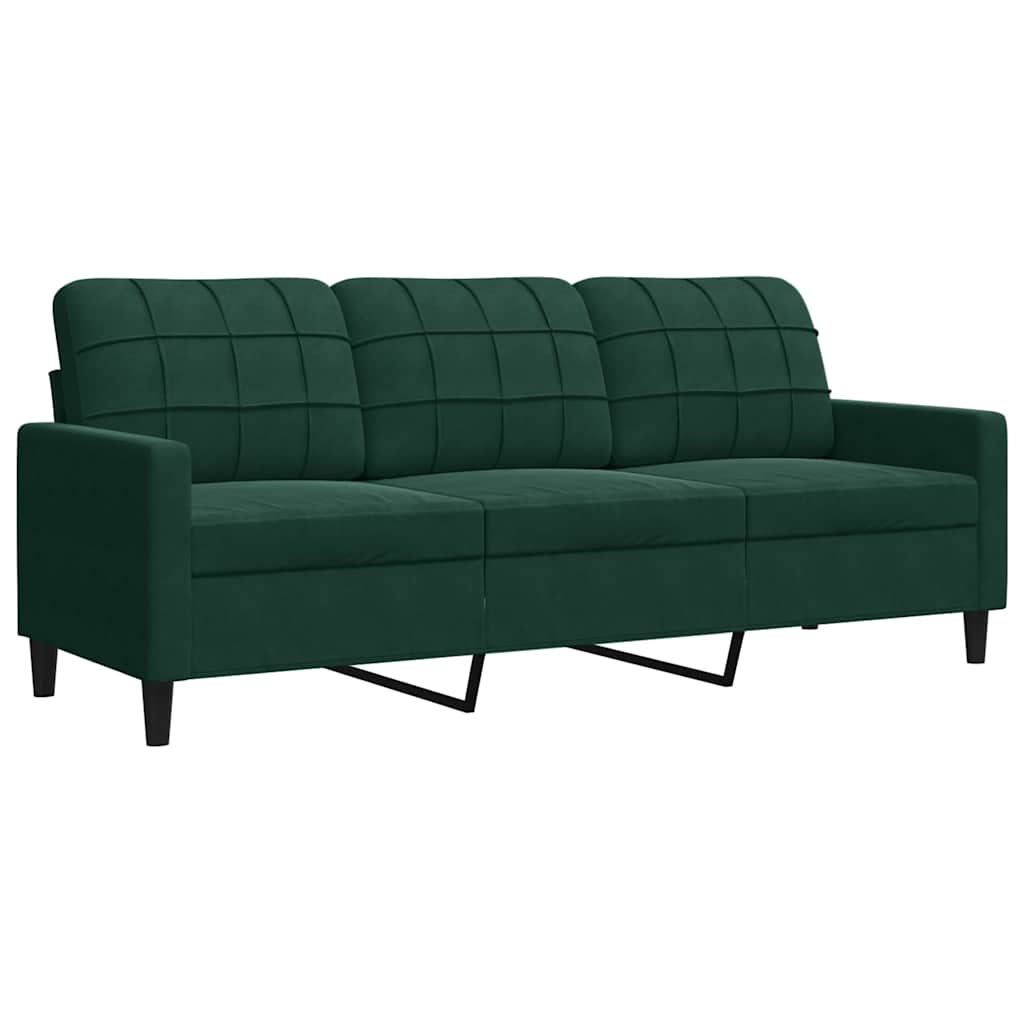 Divano a 3 Posti Verde Scuro 180 cm in Velluto | homemem39