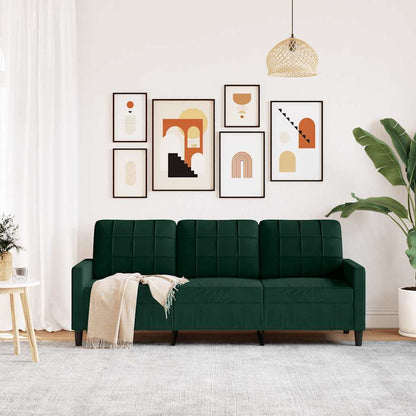 Divano a 3 Posti Verde Scuro 180 cm in Velluto | homemem39