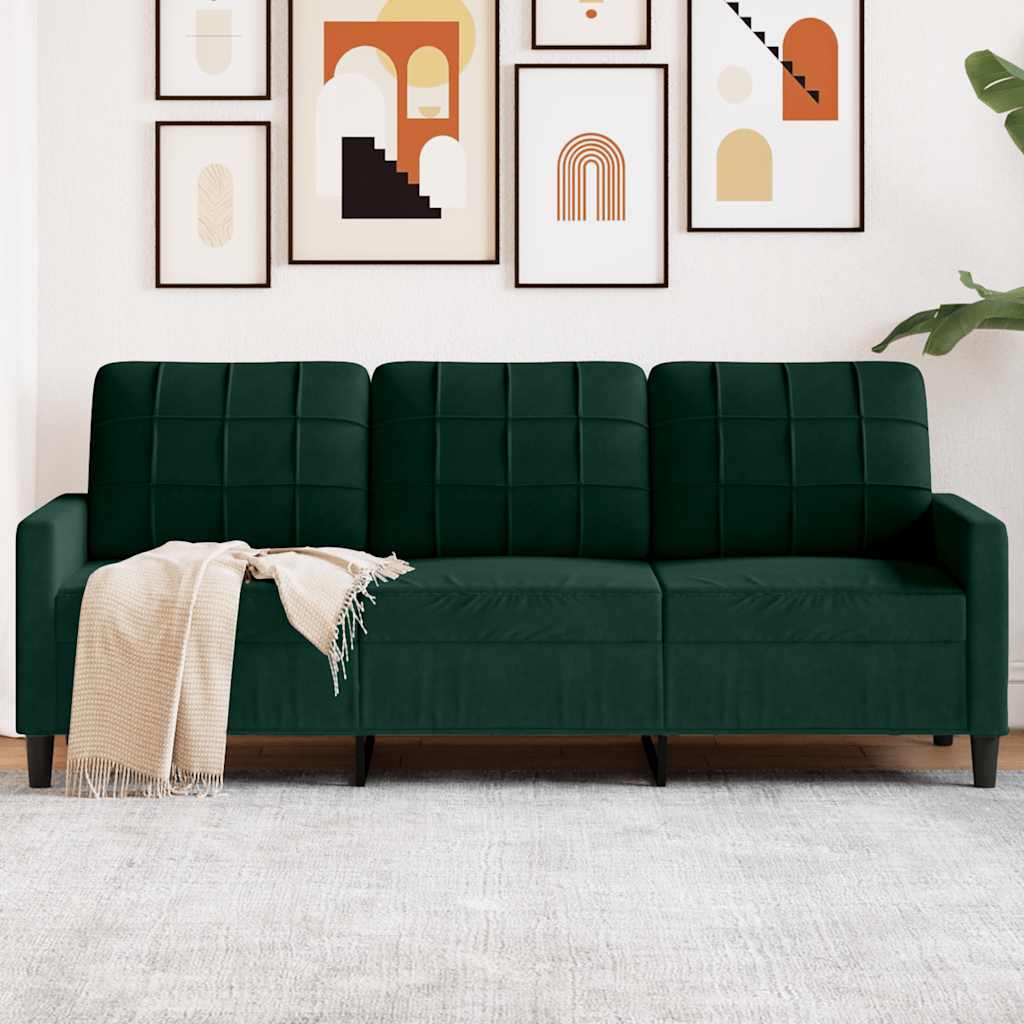 Divano a 3 Posti Verde Scuro 180 cm in Velluto | homemem39
