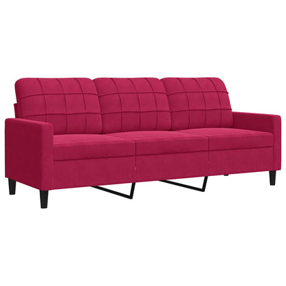 Divano a 3 Posti Rosso Vino 180 cm in Velluto | homemem39